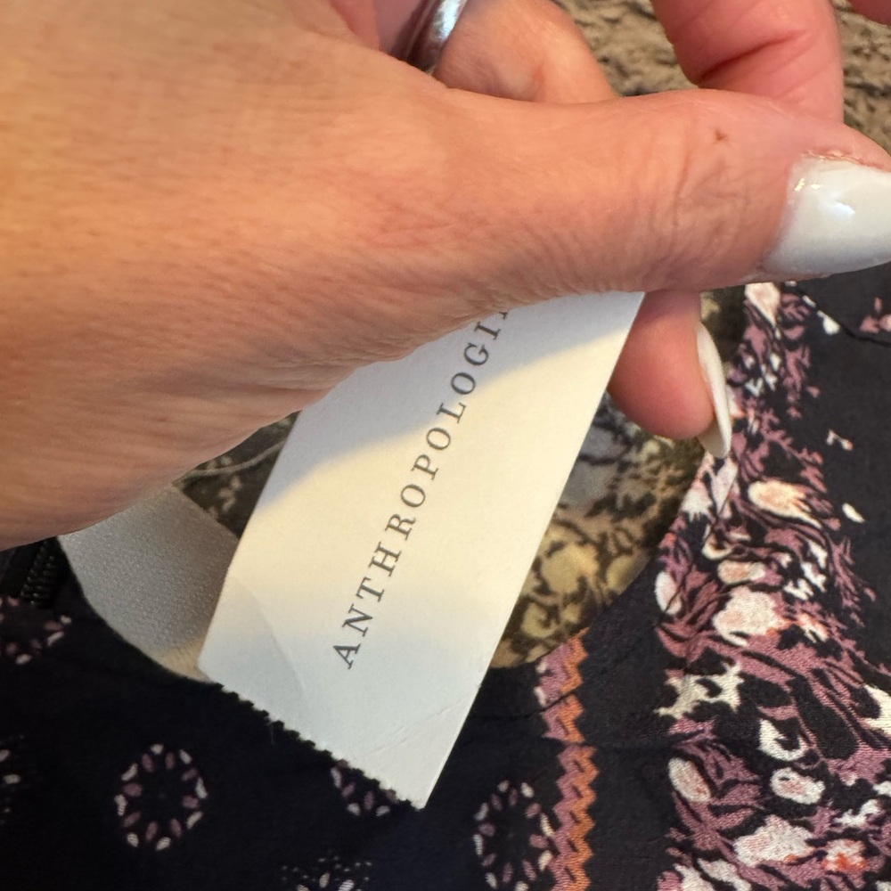 Dolan Anthropologie Black Floral Romper Puff Sleeve Flowy Size M NEW - Picture 5 of 12
